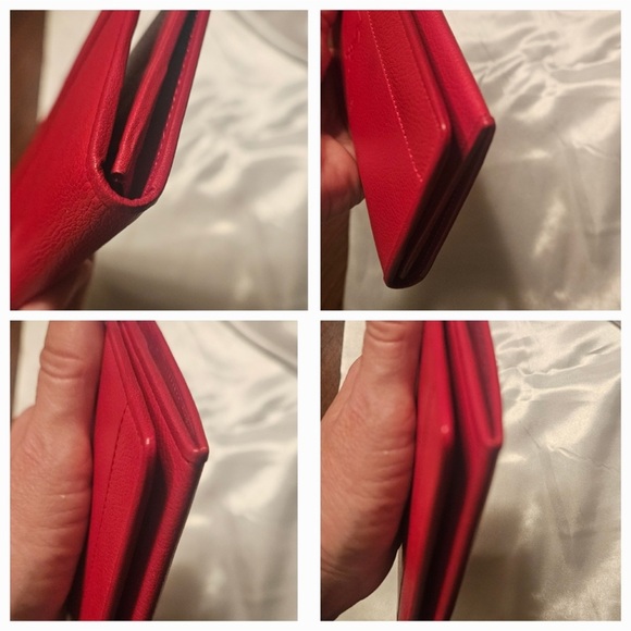 YSL Vintage Red Leather Long Logo Bifold Wallet - Picture 5 of 8